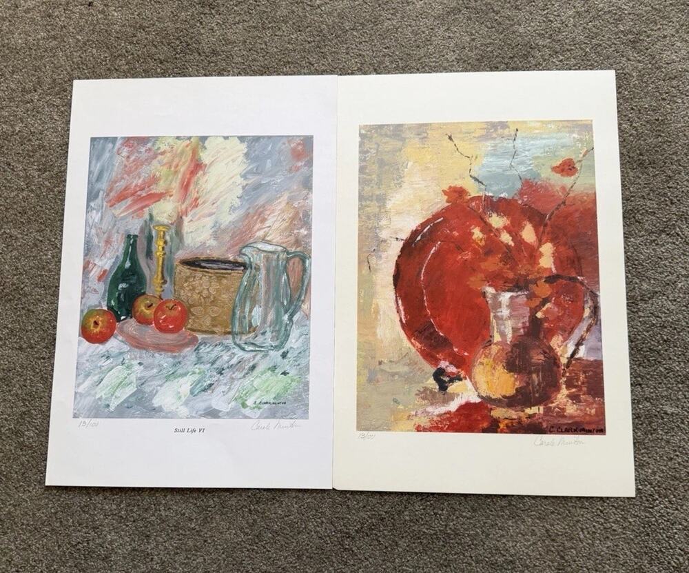 C. Clark Minton Signed Limited Edition Still Life Prints (2) Fruit Vase Abstract